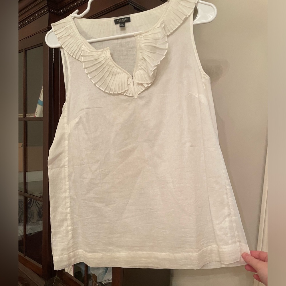 Talbots Linen Blouse White